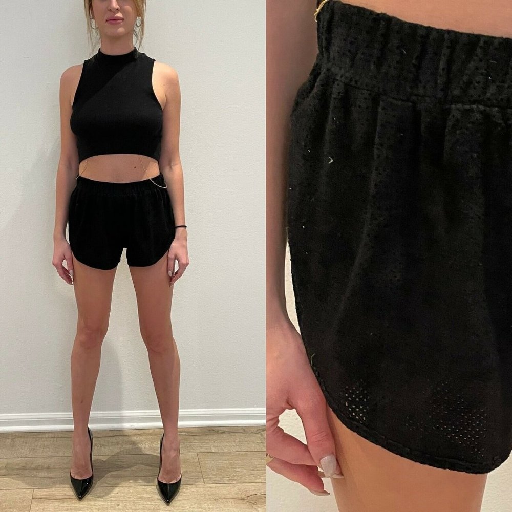 VEDA Black Suede Shorts